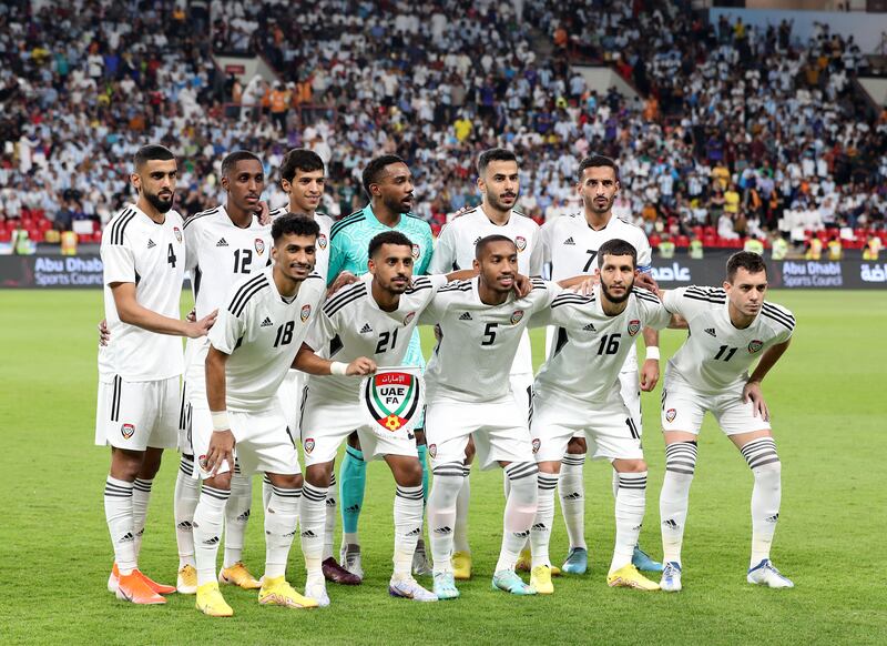 The UAE team before the match