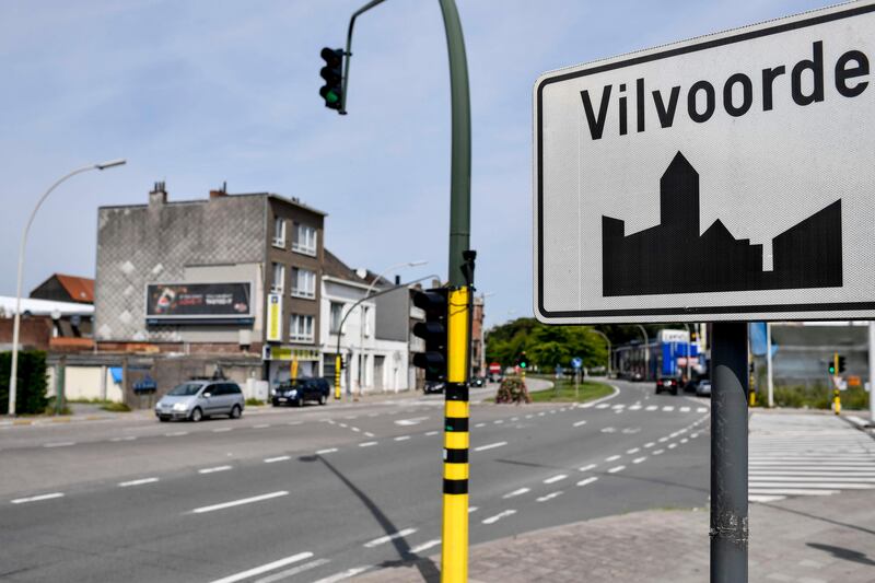 This picture taken on August 23, 2017, shows the city plate of Vilvoorde.
In Belgium, the mayor of the Vilvoorde region told AFP that Satty spent time in the Brussels suburb of Machelen -- next to the city's airport -- between January and March 2016. / AFP PHOTO / BELGA / DIRK WAEM / Belgium OUT