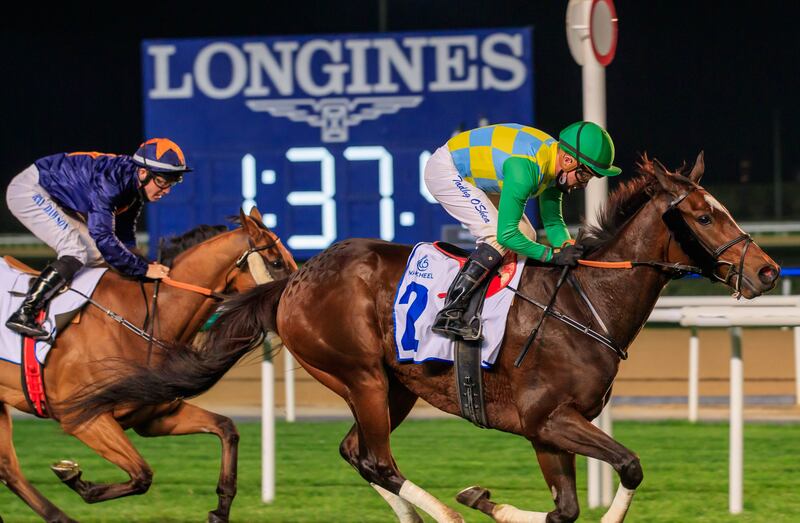 Tadhg O’Shea guides Law Of Peace to victory at Meydan on Thursday, March 3, 2022. Photo: DHRIC