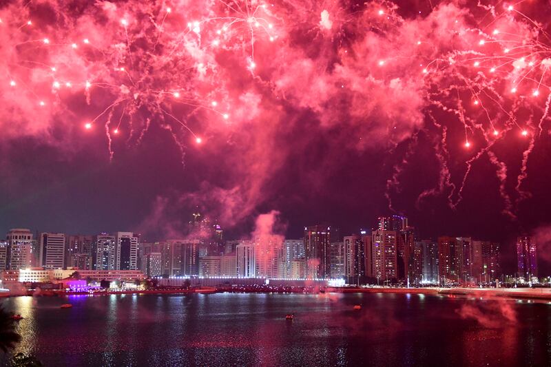 Fireworks display for UAE's 51st National Day on Al Maryah Island, Abu Dhabi. Khushnum Bhandari / The National
