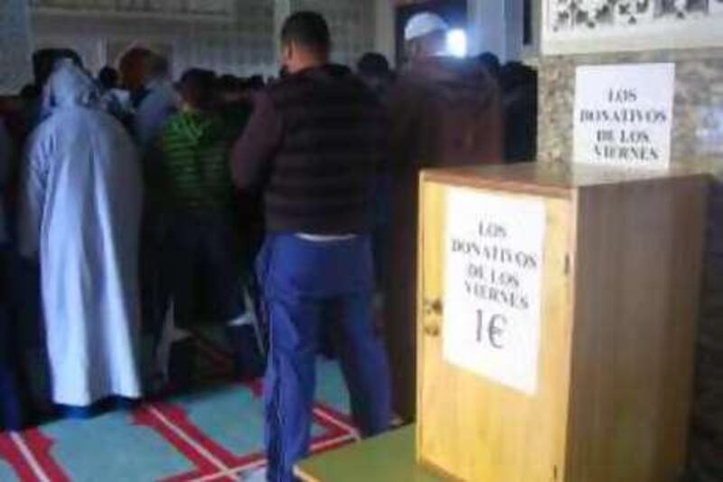 Muslims attend Friday prayer at the Mohammad Almobarak mosque in Sid Embarak, a working-class quarter of Ceuta.

Credit: John Thorne/The National *** Local Caption ***  IMG_1806.JPG