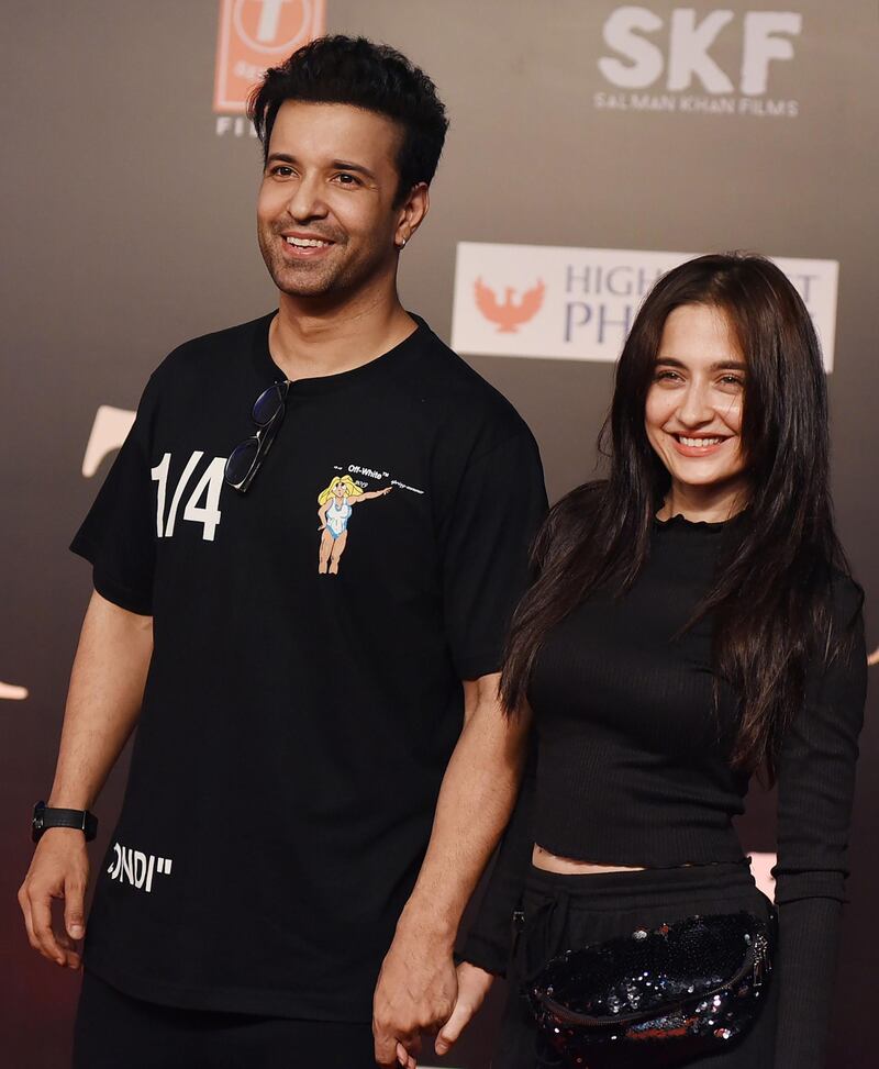 Bollywood actors Aamir Ali Malik, left, and Sanjeeda Sheikh attend the premiere of Hindi film 'Bharat' in Mumbai on June 4, 2019. AFP