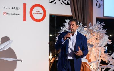 Claudio Tesauro, a member of the board of Save the Children International at an event in Dubai marking the 10th anniversary of the partnership between Save the Children and Bulgari. Courtesy Bulgari