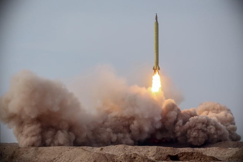 A ballistic missile test at the Great Salt Desert in Iran. Getty Images