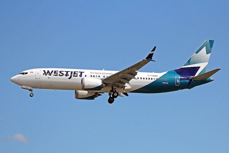 A Westjet Boeing 737 Max-8 takes to the skies last year. Courtesy Ken Fielding