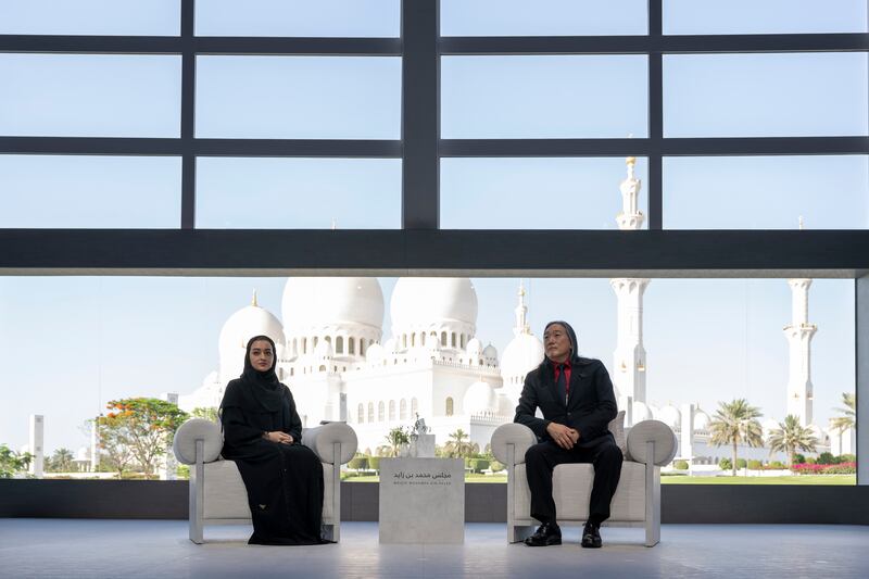 Edward Jung and Taif Al Amiri at Majlis Mohamed bin Zayed.
