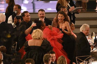 Zendaya, right, and Lizzo, centre left, at the 74th Emmy Awards. AFP