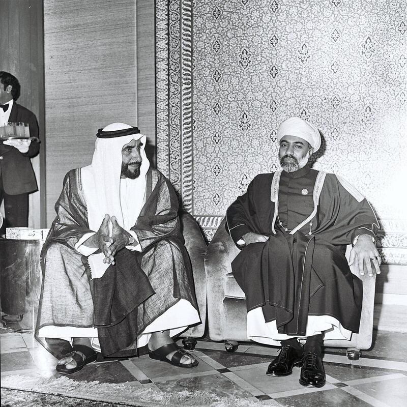 1st GCC Meeting at InterContinental Abu Dhabi - Shaikh Zayed Al Nahyan and Sultan Qabous of Oman