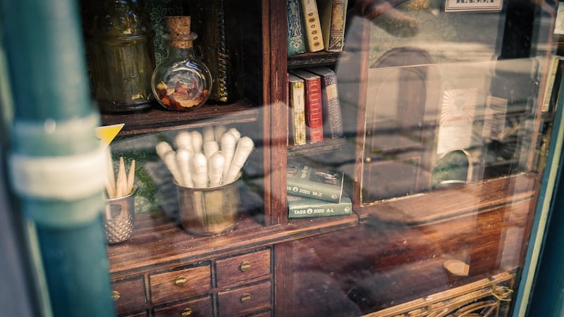 A detailed view of the miniature pharmacy by Anonymouse. Courtesy Anonymouse MMX