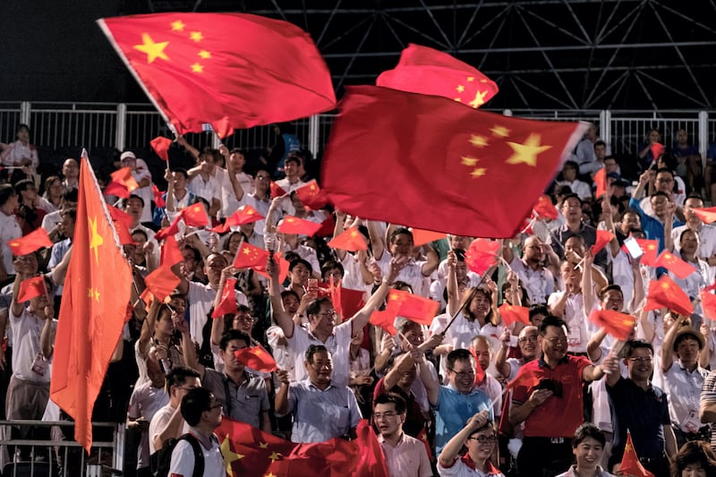Chinese supporters at the closing day of World Skills Competition 2017 in Abu Dhabi