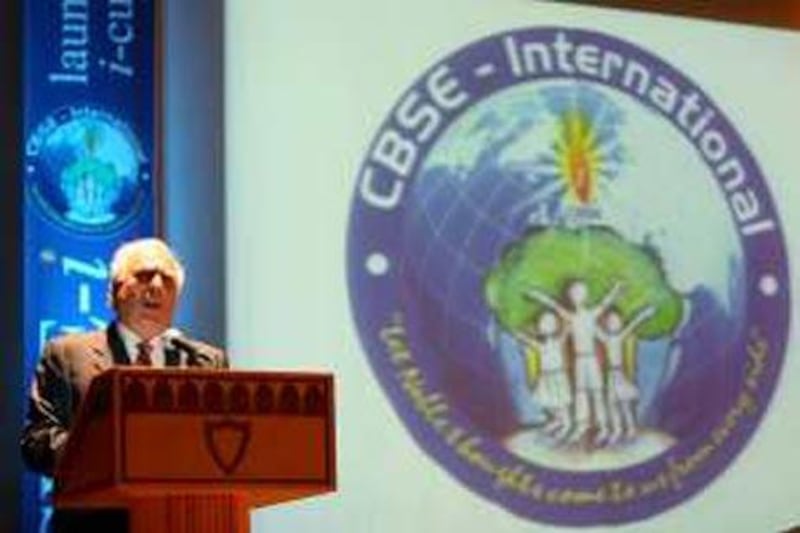 Kapil Sibal, India's human resource development minister, at The Indian High School in Dubai.