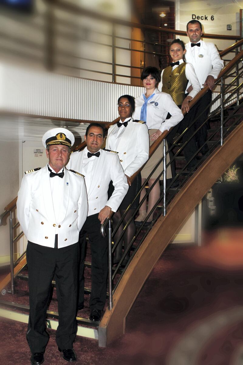 Some of the multinational crew onboard the Orient Queen. 