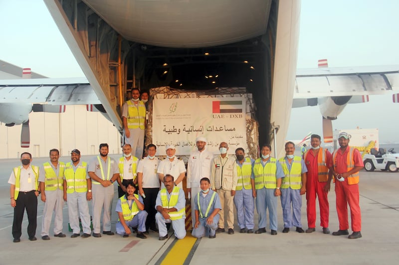 An aid aircraft loaded with 13 tonnes of humanitarian and food supplies left the UAE in September 2021 to support the Afghan people. Wam