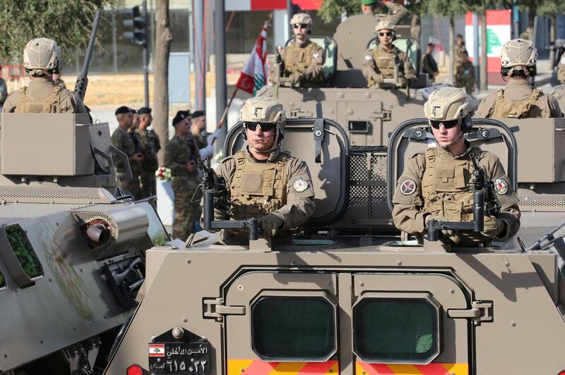 Lebanese internal security take part in a military parade. Reuters
