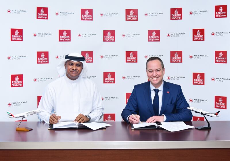 Emirates SkyCargo and Air Canada Cargo signed an initial agreement to deliver more services to their air freight customers. Photo: Emirates