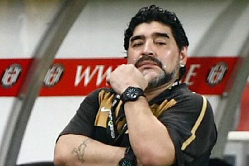 The appointment of Diego Maradona, centre, as Al Wasl coach, has only helped fuel the notion that this season could be the most exciting since the league turned professional four years ago.