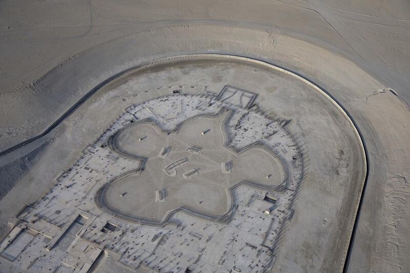 Bird’s-eye view of the Zayed Museum construction site on the Saadiyat Island. Silvia Razgova / The National