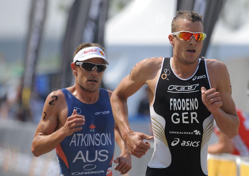 Germany triathlete Jan Frodeno, right, at the 2010 ITU World Championship in Seoul. AFP