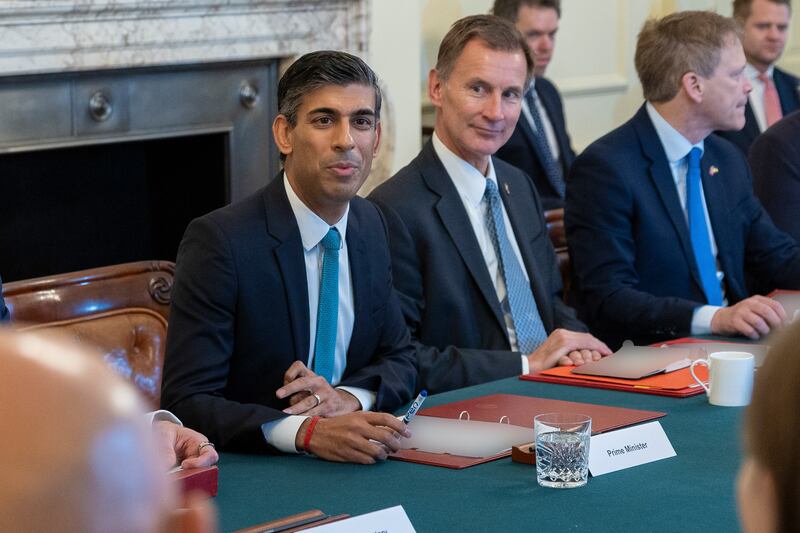 Rishi Sunak holds his first Cabinet meeting at 10 Downing Street.  Photo: Downing Street
