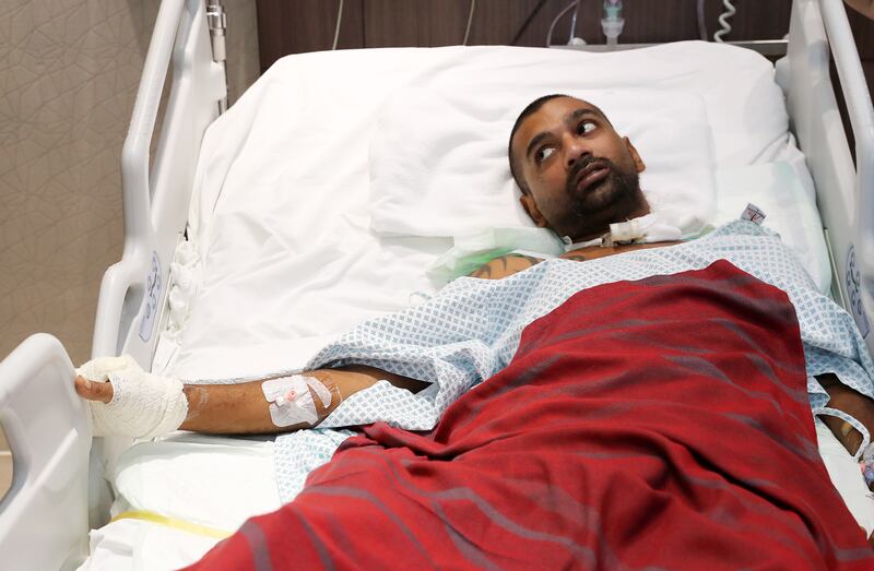 Mr Hingst is getting treatment at Burjeel Specialty Hospital in Sharjah. Pawan Singh/The National