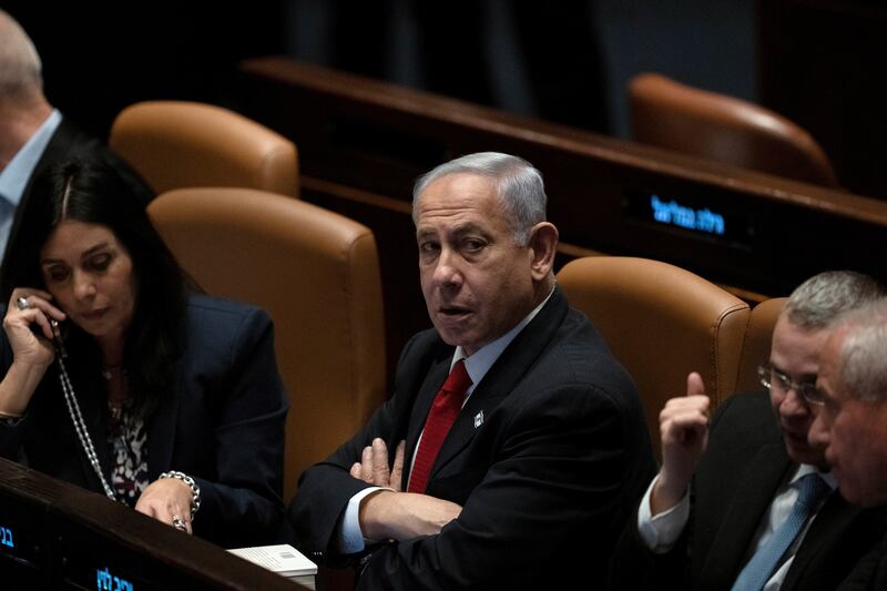 Prime Minister Benjamin Netanyahu attends a vote on the plan to overhaul Israel's legal system. Reuters