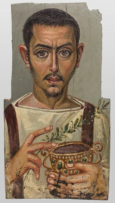 'Funerary portrait of a man with a cup' from 225-250 AD. Department of Culture and Tourism – Abu Dhabi / AFP