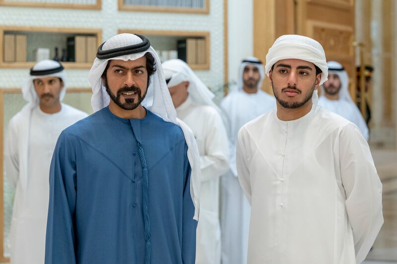 Sheikh Khalifa bin Tahnoon, Chairman of the Abu Dhabi Crown Prince's Court, and Sheikh Zayed bin Mohamed