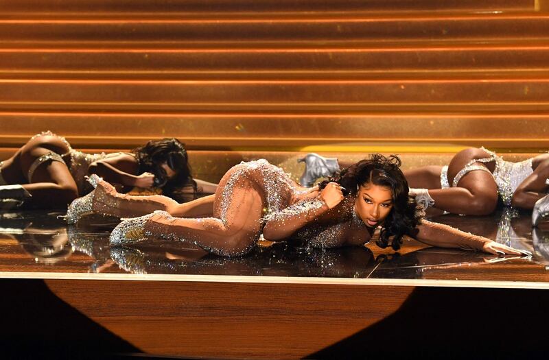 US rapper Megan Thee Stallion performs during the 63rd annual Grammy Awards ceremony broadcast live from the Staples Center in Los Angeles. AFP