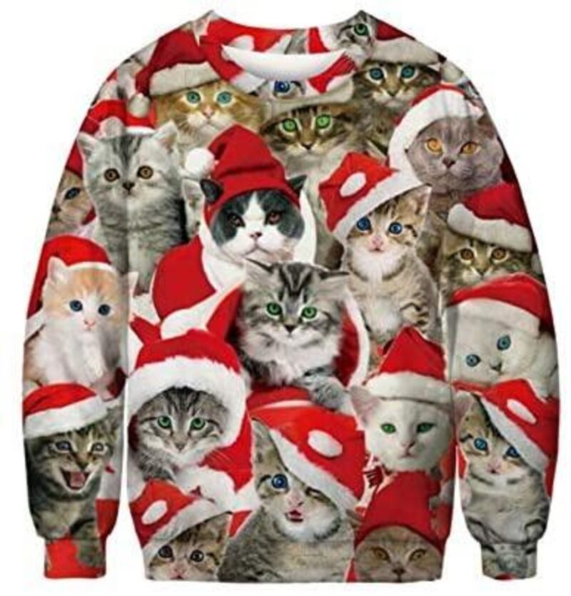 Show your love for your feline friend with this Christmas kittens sweater, Dh64.90, Amazon.ae.