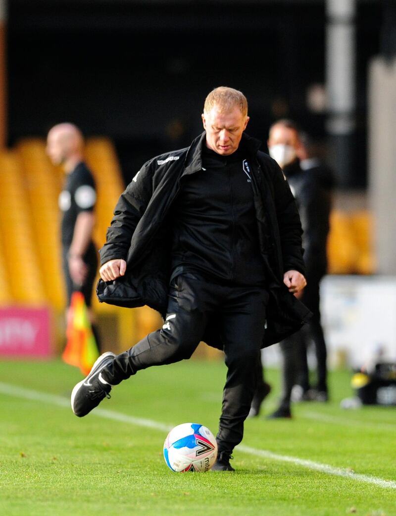 Paul Scholes during Salford's 1-0 defeat at Port Vale on October 17. PA