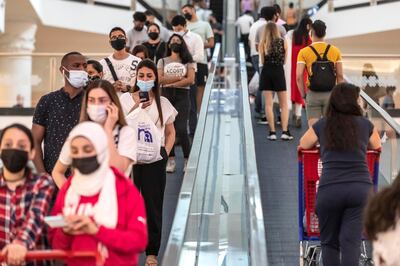 Shopping in preparation for Eid in Mall of the Emirates on the last day of Ramadan, May 10th, 2021. 
Antonie Robertson / The National.
Reporter: Patrick Ryan for National.