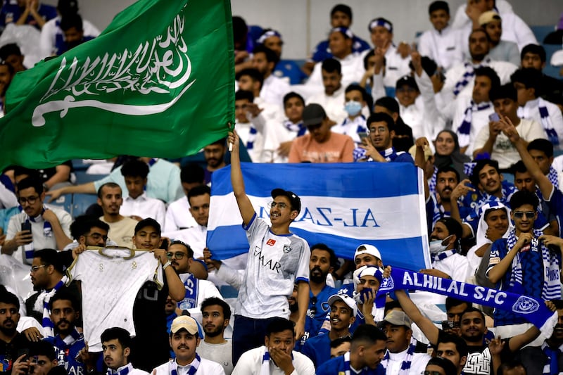 Al Hilal fans during the AFC Champions League final against Urawa Red Diamonds at the King Fahd International Stadium in Riyadh earlier this year. Reuters