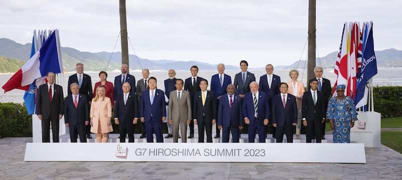 Leaders and delegates at the Grand Prince Hotel Hiroshima during the three-day summit. EPA