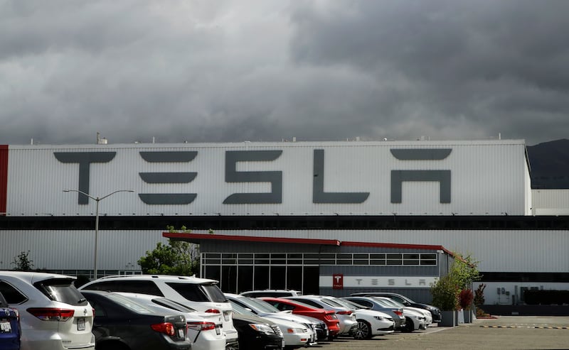 The Tesla plant in Fremont, California. Some of the recordings reportedly shared internally featured crashes and road-rage incidents. AP