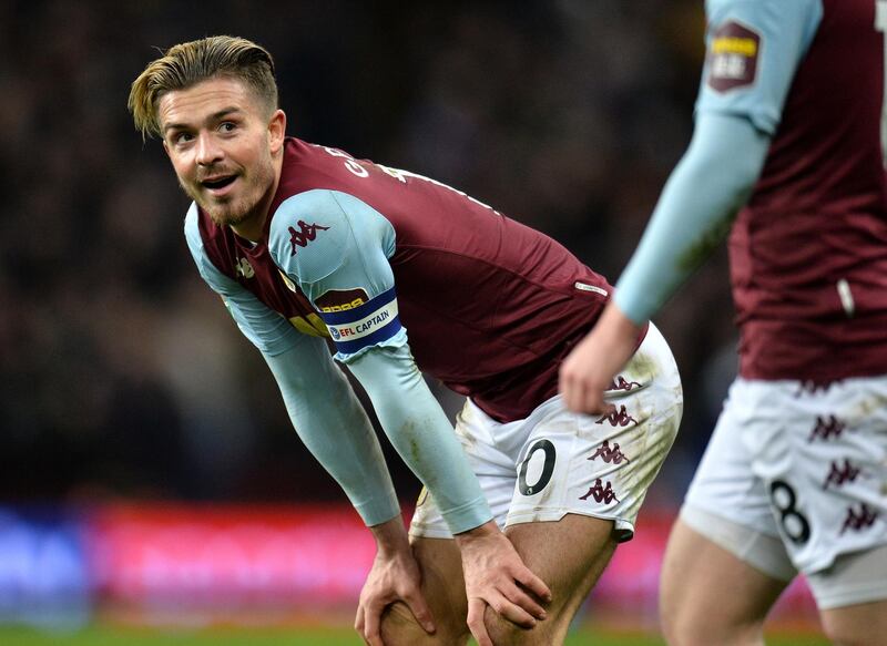 epa08173808 Jack Grealish of Aston Villa during the Carabao Cup semi final second leg match between Aston Villa and Leicester City in Birmingham, Britain, 28 January 2020.  EPA/PETER POWELL EDITORIAL USE ONLY. No use with unauthorized audio, video, data, fixture lists, club/league logos or 'live' services. Online in-match use limited to 120 images, no video emulation. No use in betting, games or single club/league/player publications