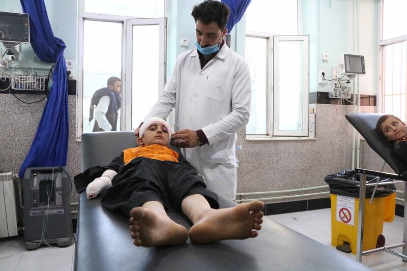 Afghans who were injured in an alleged airstrike by Afghan security forces on suspected Taliban hideouts in Gozara district, receive medical treatment after they were brought to a hospital in Herat, Afghanistan.  EPA