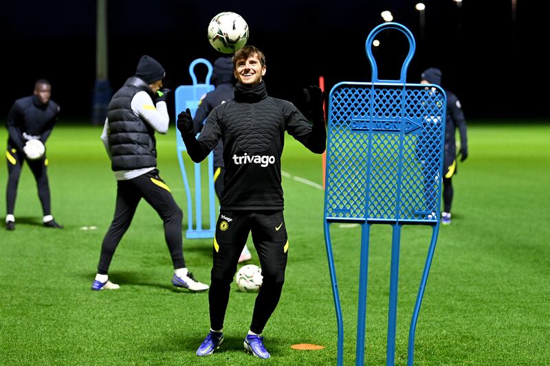 Mason Mount takes part in the training session.