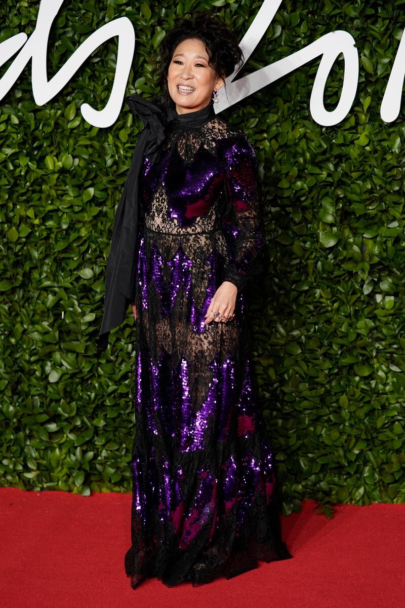 Sandra Oh arrives at the 2019 British Fashion Awards in London on December 2, 2019. EPA