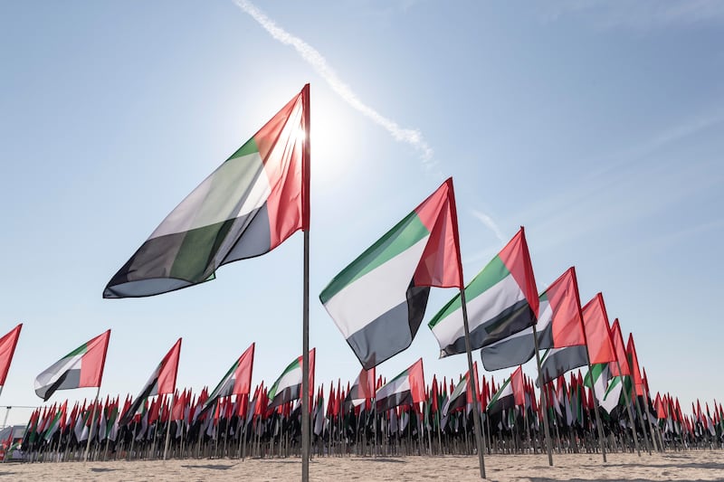 A display of UAE flags on Kite Beach in Dubai.
Antonie Robertson / The National
