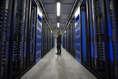 The server hall at Facebook’s European data storage centre in Lulea, Sweden. Bloomberg.