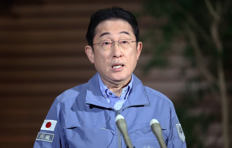 Japanese Prime Minister Fumio Kishida speaks about the incident. EPA