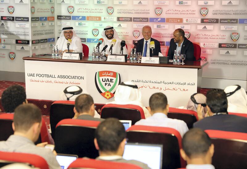 Dubai, United Arab Emirates - October 17th, 2017: Alberto Zaccheroni is confirmed as the new UAE football manager. Tuesday, October 17th, 2017 at UAE Football Association headquarters, Dubai. Chris Whiteoak / The National