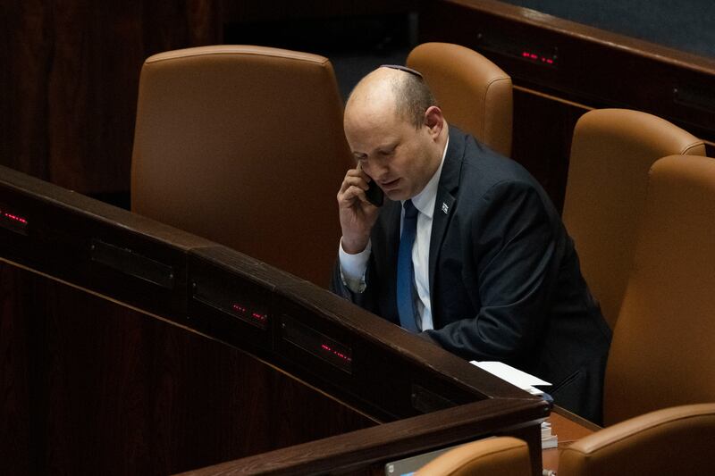 Israel’s Prime Minister Naftali Bennett said that without intense pressure, Iran “will get its hands on a bomb very soon”. AP Photo