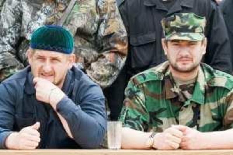 PHOTO SHOWS: (left to right) Ramzan Kadyrov and Sulim Yamadayev seen together at the day of commemoration for Akhmad Kadyrov, who has been killed a week before in a terror attack, 
Picture taken: May 13, Tsentoroy, Chechnya *** Local Caption ***  Yamadayev case 002.jpg