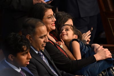 Representative Rashida Tlaib and her family waited for her swearing-in on Tuesday that never happened. AFP