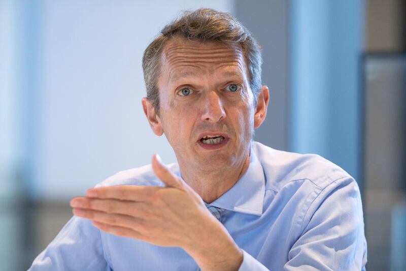 Andy Haldane, chief economist of the Bank of England, gestures while speaking during an interview in London, U.K., on Tuesday, May 14, 2019. Haldane has a reputation for views that go against groupthink, despite spending more than a quarter century at Threadneedle Street. Photographer: Jason Alden/Bloomberg via Getty Images