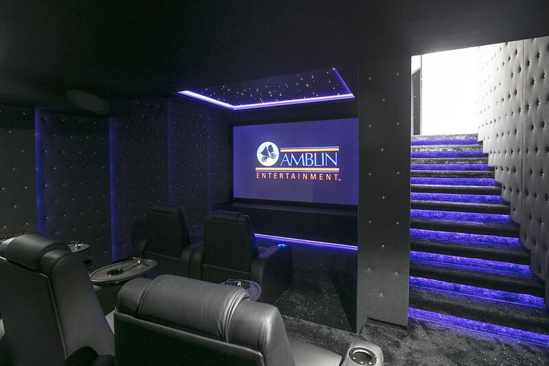 In home cinema. The basement includes a six seater home cinema with snazzy special effects including integrated 4DX meaning that your seat vibrates along with the action of the movie. Each seat includes an integrated drinks cooler. Mona Al Marzooqi / The National 



ID: 19541

Reporter: Lucy Barnard 

Section: Business