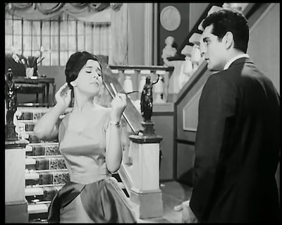 Soad Hosny and Omar Sharif in the romantic comedy Eshaaet Hob (A Rumour of Love) in 1960. Photo: OSN