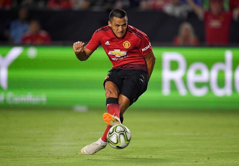 Manchester United's Alexis Sanchez scores a goal. AP Photo