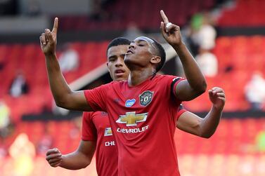 Manchester United striker Anthony Martial scored the first hat-trick of his career in the victory over Sheffield United. EPA